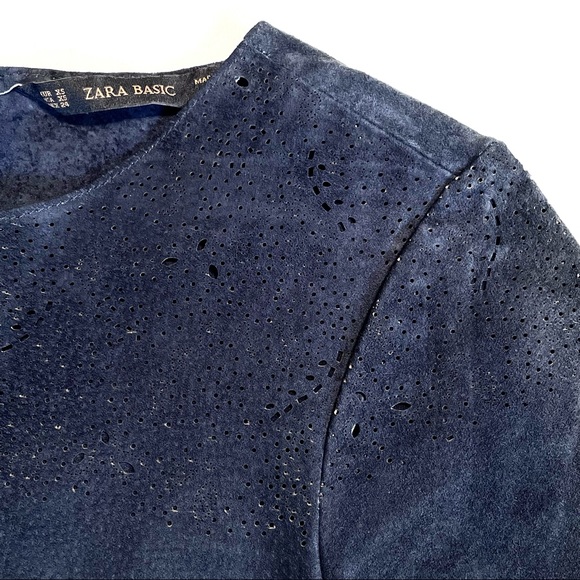 Zara Navy Leather Top - Picture 3 of 10